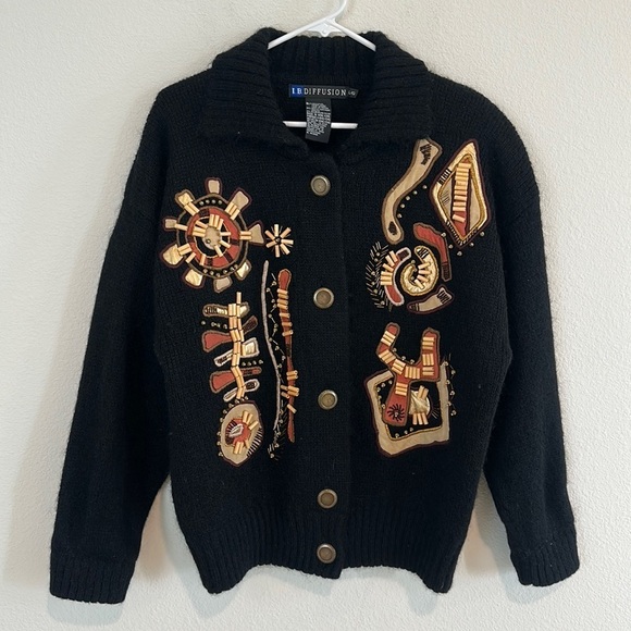 ib diffusion Sweaters - Vintage IB Diffusion Mohair Blend Fuzzy Cardigan Sweater